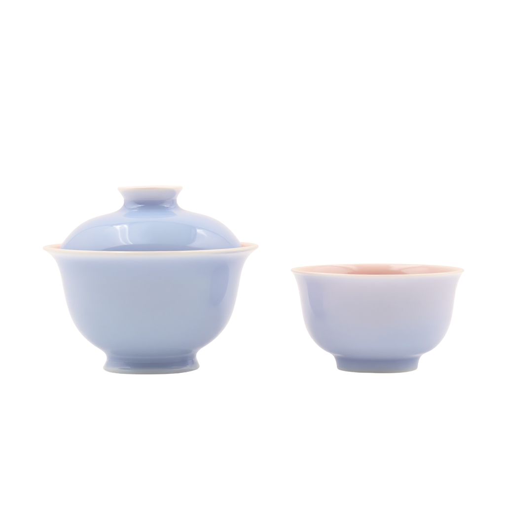 Lavender Purple Chinese Tea Set | Jingdezhen Porcelain Gaiwan & Tea Cup Set 1 - Tea & Leaf