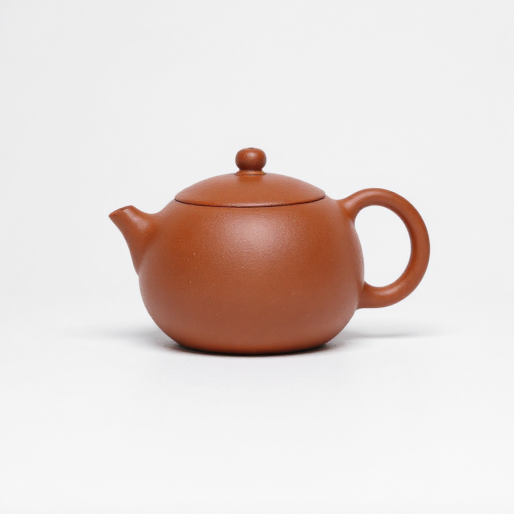 Artisan handcrafted Yixing Zisha teapot Xi Shi shape made from authentic Lao Hongni red clay, 160ml Gongfu tea brewing teapot for Pu-erh, oolong, and Chinese tea ceremonies on white background.